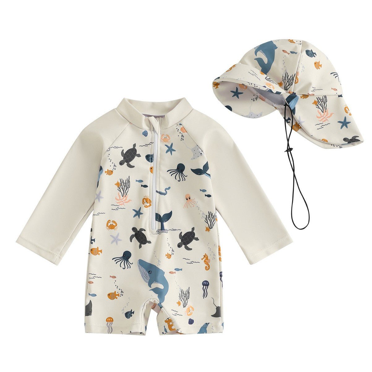 Maillot de Bain Manches Longues avec Chapeau - maillot bain - Choupinous