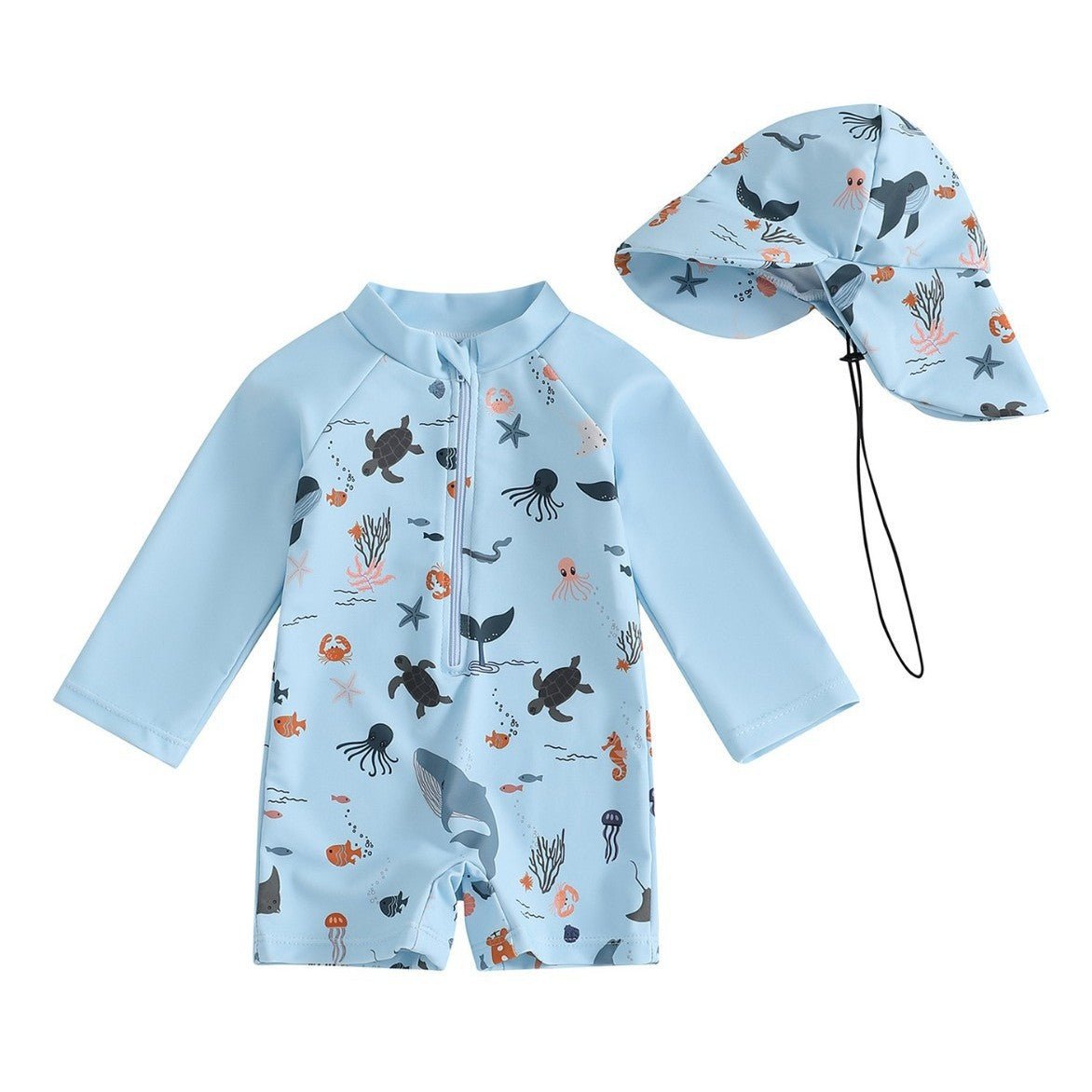 Maillot de Bain Manches Longues avec Chapeau - maillot bain - Choupinous