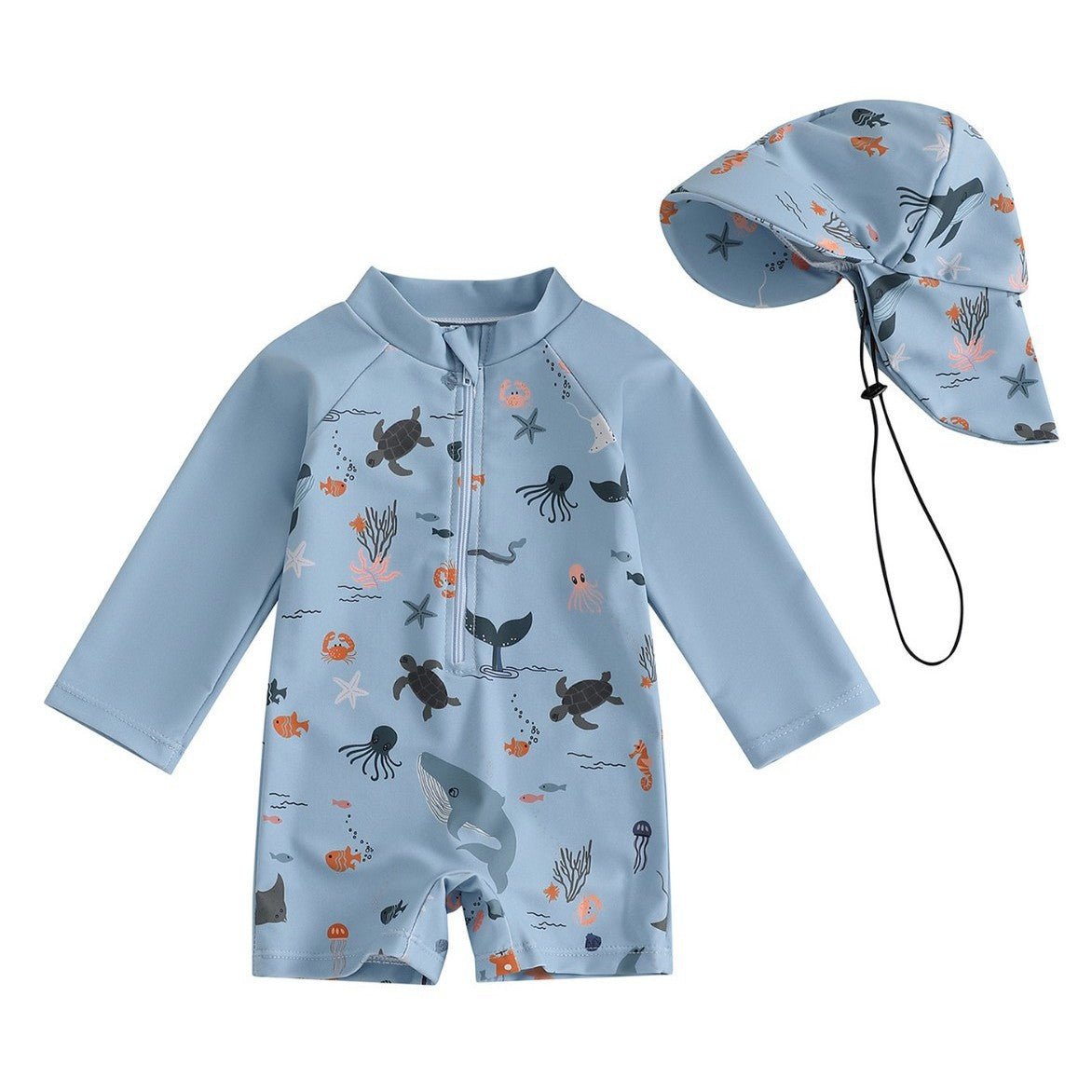 Maillot de Bain Manches Longues avec Chapeau - maillot bain - Choupinous